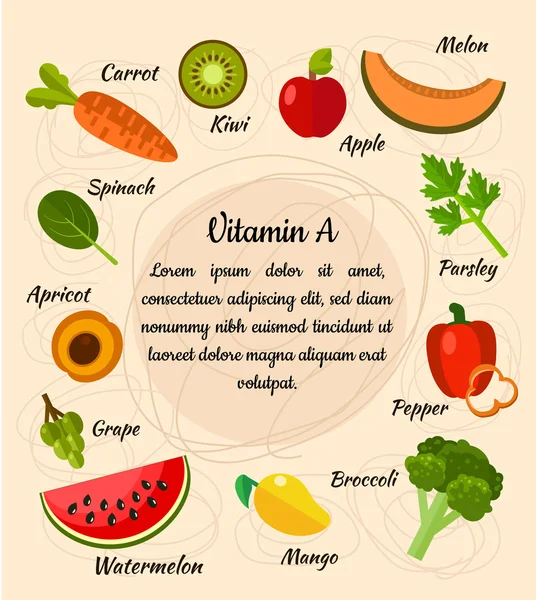 Set infografico di vitamina — Vettoriale Stock
