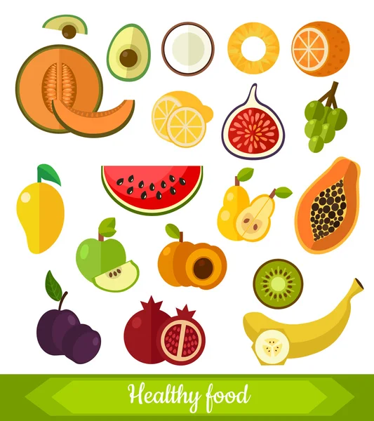 Набір різних фруктів — стоковий вектор