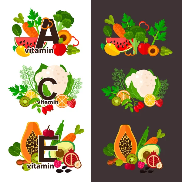 Ilustración vectorial de alimentos saludables — Archivo Imágenes Vectoriales