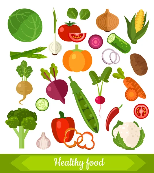 Ensemble de divers légumes frais — Image vectorielle