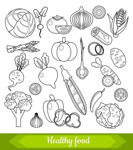Σύνολο από διάφορα φρέσκα λαχανικά — Διανυσματικό Αρχείο