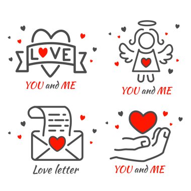 Aşk çizgisi simgesi seti