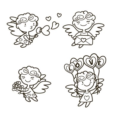 Sevimli çizgi cupids
