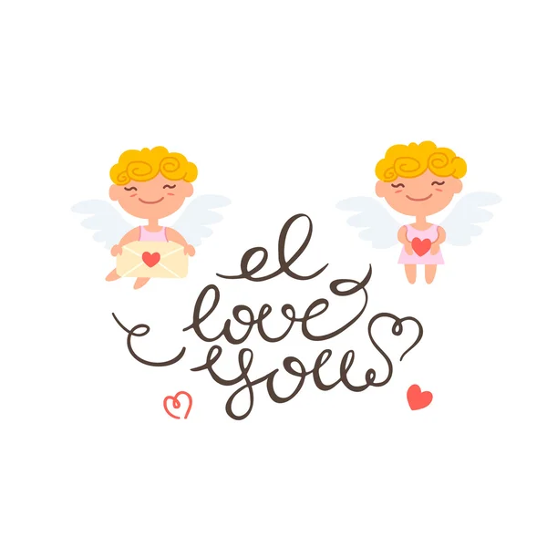 Lindos cupidos de dibujos animados — Vector de stock