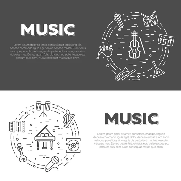 Ilustração vetorial de instrumentos musicais —  Vetores de Stock