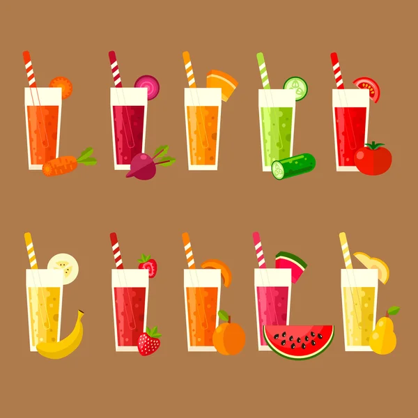 Coleta de smoothies de frutas saudáveis — Vetor de Stock