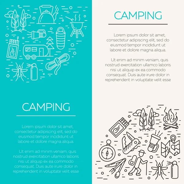 Icônes camping et tourisme — Image vectorielle