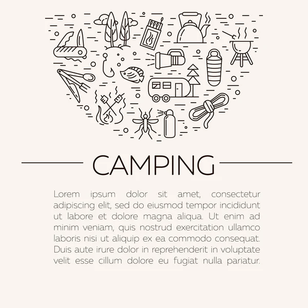 Icônes camping et tourisme — Image vectorielle