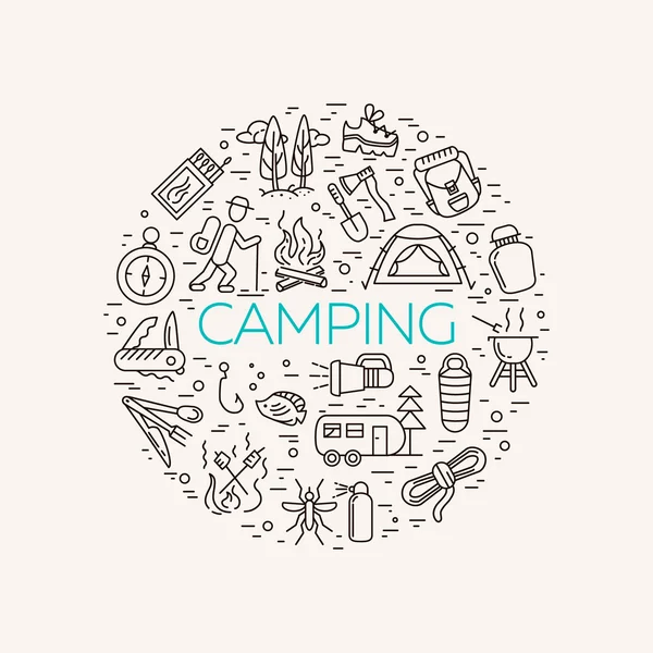 Iconos de camping y turismo Ilustraciones De Stock Sin Royalties Gratis