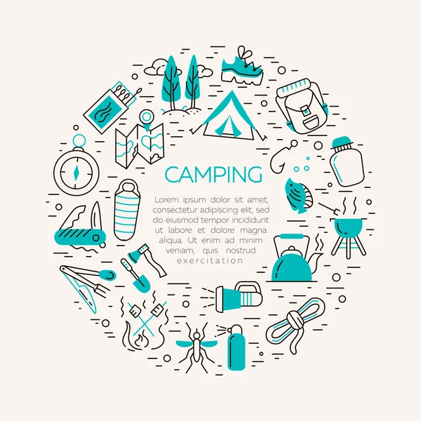 Icônes camping et tourisme — Image vectorielle
