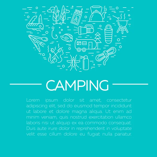 Icônes camping et tourisme — Image vectorielle