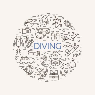 Sualtı faaliyet vektör simgeleri