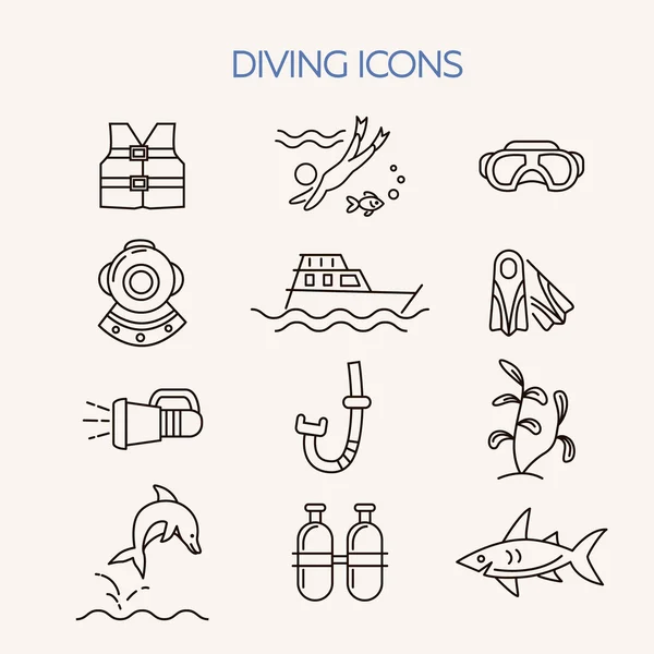 Symbole für Unterwasseraktivität — Stockvektor