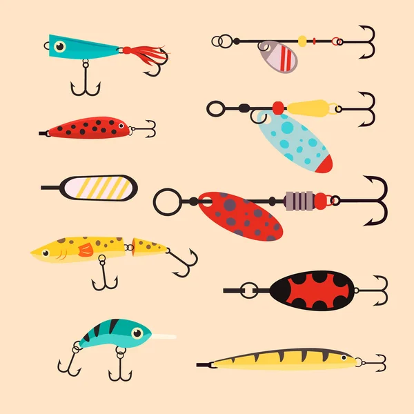 Instrumentos de pesca ilustración — Vector de stock