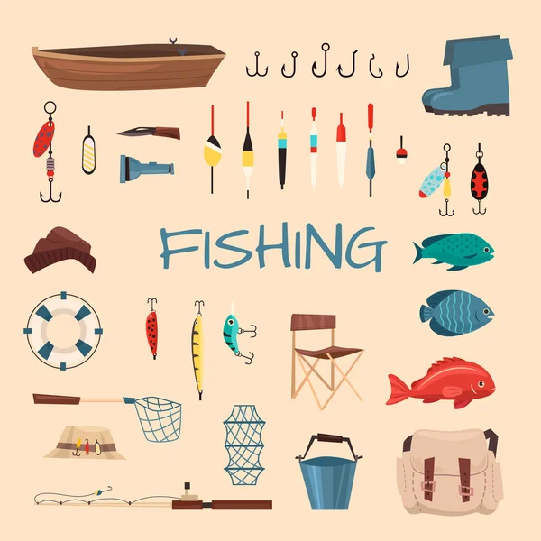 Рибальські інструменти ілюстрація — стоковий вектор