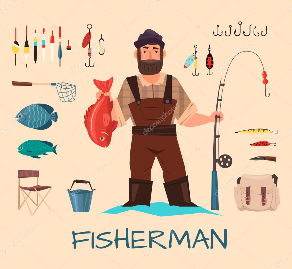Fishing tools illustration Stock Vector by ©ma_llina 121093916