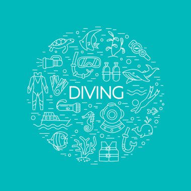 Sualtı faaliyet vektör simgeleri