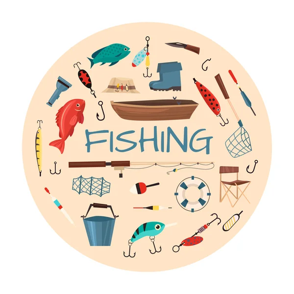 Рибальські інструменти ілюстрація — стоковий вектор