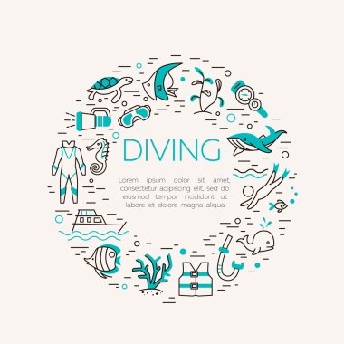 Sualtı faaliyet vektör simgeleri