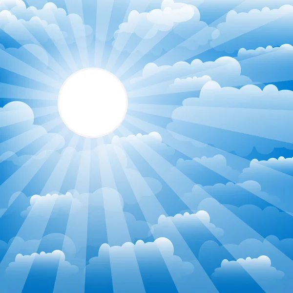 The sky with clouds and sun. Vector. — Stock Vector