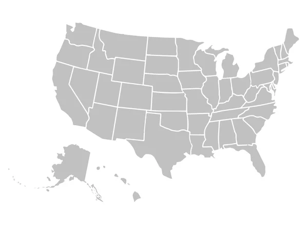 Blank simile mappa USA isolata su sfondo bianco. Paese degli Stati Uniti d'America. Modello vettoriale per sito web, design, copertina, infografica. Illustrazione grafica. — Vettoriale Stock