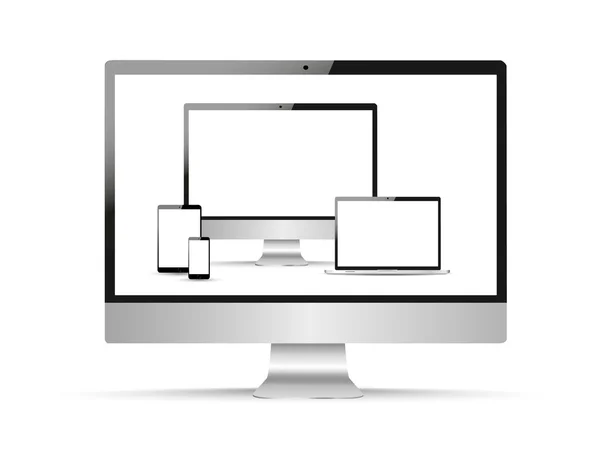 Diseño web, computadora portátil, teléfono inteligente, tableta, computadora, pantalla — Vector de stock