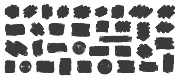 Set of black brush splash or blobs. Brushes blobs, grungy, splash. Vector elements, frames for text, labels, circle frames, boxes, logo. Vector illustration. — Stock Vector