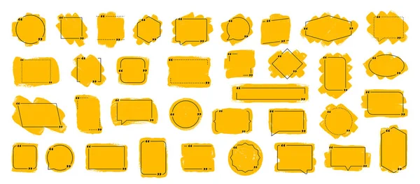 Alıntı kutusu çerçevesi, büyük set. Mesaj kutuları. Boş şablon metin bilgisi tasarım kutuları tırnak içinde balon blogundan alıntılar yapıyor. Yaratıcı vektör çizimi. Vektör fırçaları arkaplan. — Stok Vektör