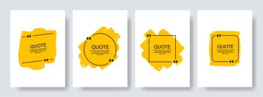 Alıntı kutusu çerçevesi, büyük set. Mesaj kutuları. Boş şablon metin bilgisi tasarım kutuları tırnak içinde balon blogundan alıntılar yapıyor. Yaratıcı vektör çizimi. Vektör fırçaları arkaplan.
