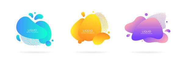Abstract liquid shape. Set of modern graphic elements. Fluid dynamical colored forms banner. Gradient abstract liquid shapes. Vector illustration.