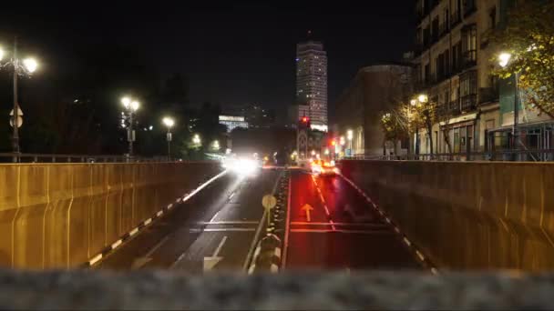 Natt time-lapse i Madrid — Stockvideo