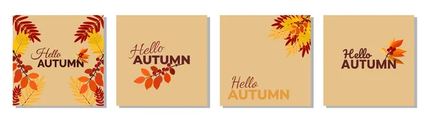 Kartpostal Sonbahar kartpostalı. Mini poster. Merhaba sonbahar. Vektör illüstrasyonu.