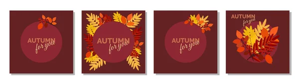 Kartpostal Sonbahar kartpostalı. Mini poster. Senin için sonbahar. Vektör illüstrasyonu.