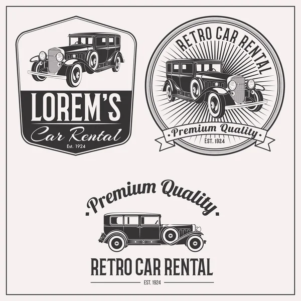 Logotipo de aluguer de carro retro definido —  Vetores de Stock