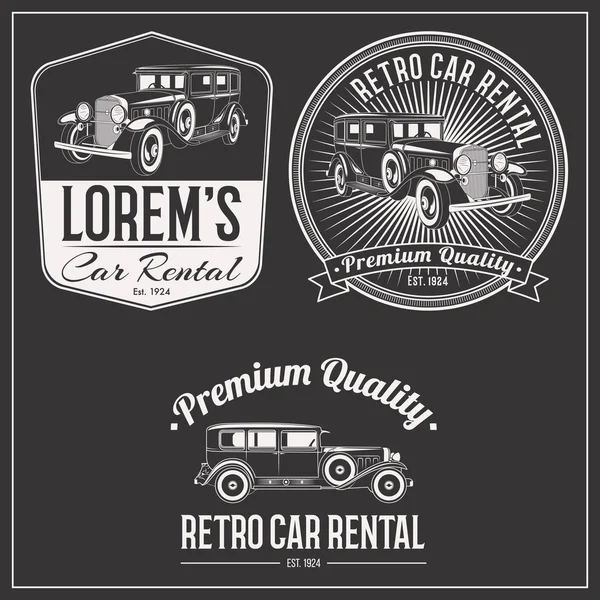 Logotipo de aluguer de carro retro definido —  Vetores de Stock