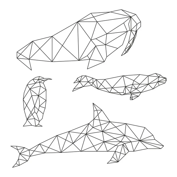 Геометрический набор животных — стоковый вектор