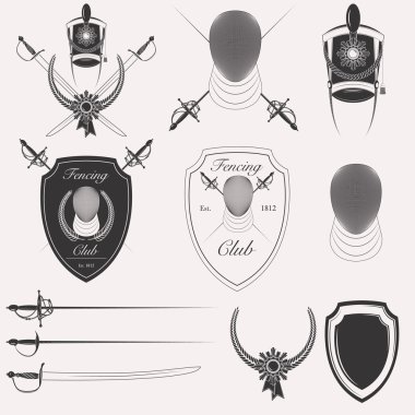 Fencing Club logo set clipart