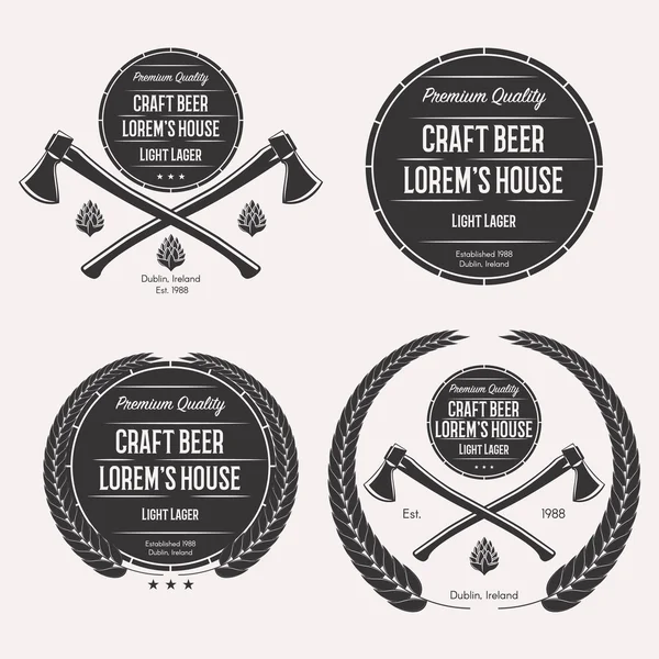 Set logo birra artigianale — Vettoriale Stock