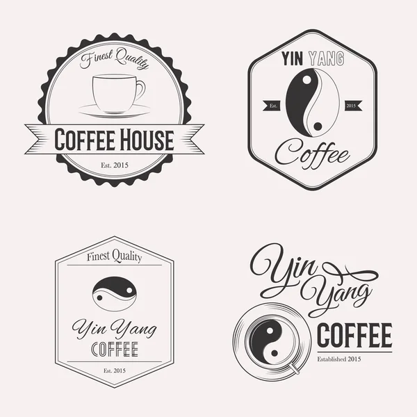 Set logo caffè yin yang isolato su sfondo bianco — Vettoriale Stock