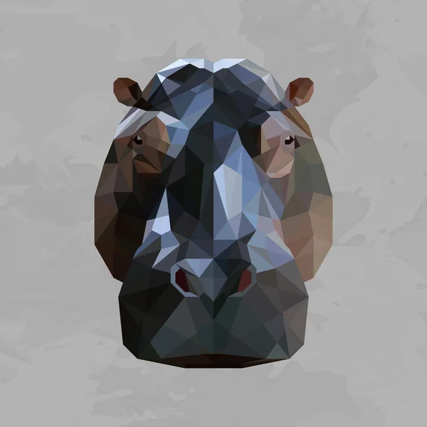 Geometric colored hippopotamus head — Stock Vector