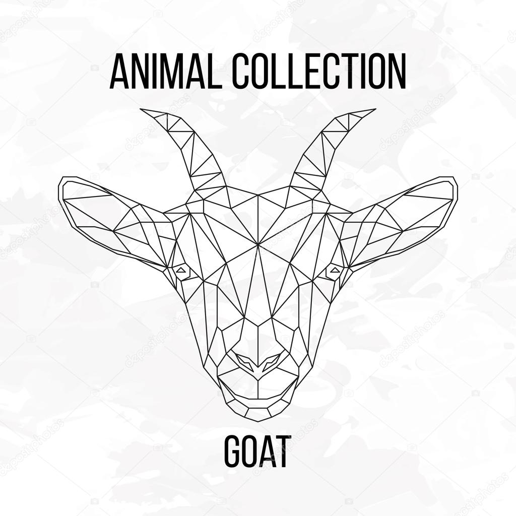 Goat head geometric lines silhouette isolated on white background vintage design element