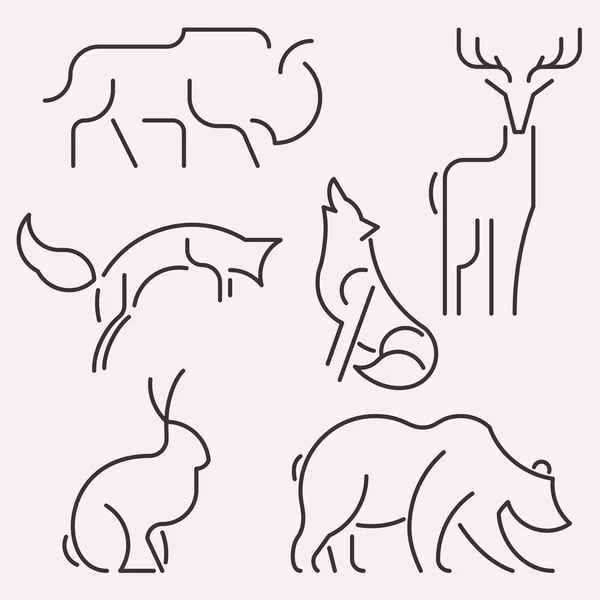 Conjunto de logótipo animal —  Vetores de Stock