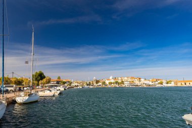 Picturesque fishing boats and seaside landscape on the Greek island of Lesbos