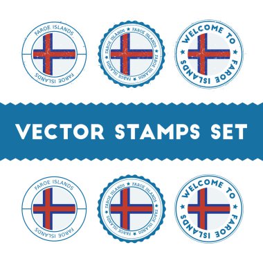 Faroese flag rubber stamps set.