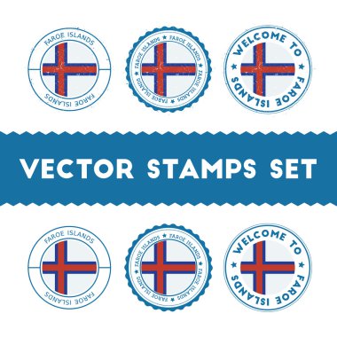 Faroese flag rubber stamps set. clipart