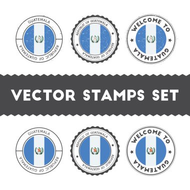 Guatemalan flag rubber stamps set. clipart