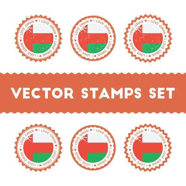 I Love Omán vector sellos conjunto . — Vector de stock