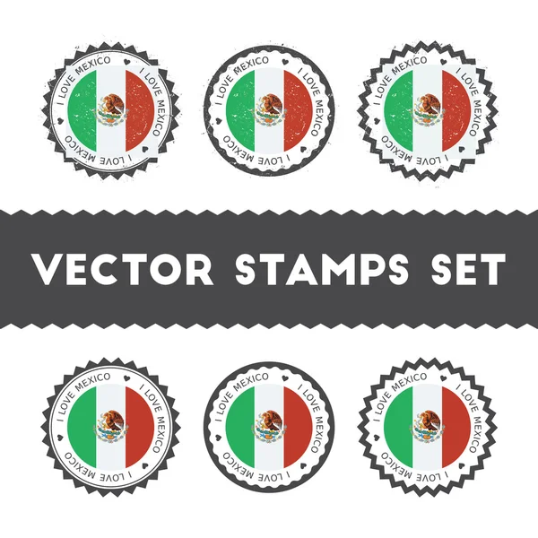 Juego de sellos vectoriales I Love México . — Vector de stock