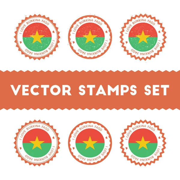 Me encanta Burkina Faso vector sellos conjunto . — Vector de stock