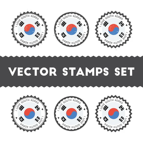 Me encanta Corea, República de sellos vectoriales conjunto . — Vector de stock